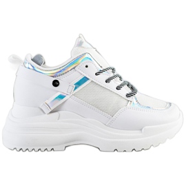 Marquiz Zapatillas de deporte de cuña blanco plata