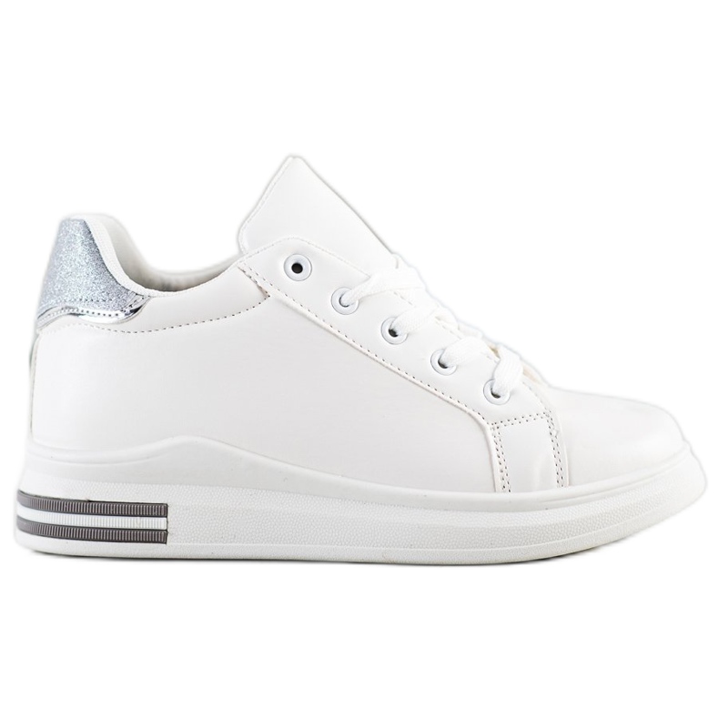 Diamantique Zapatillas de cuña con purpurina blanco plata