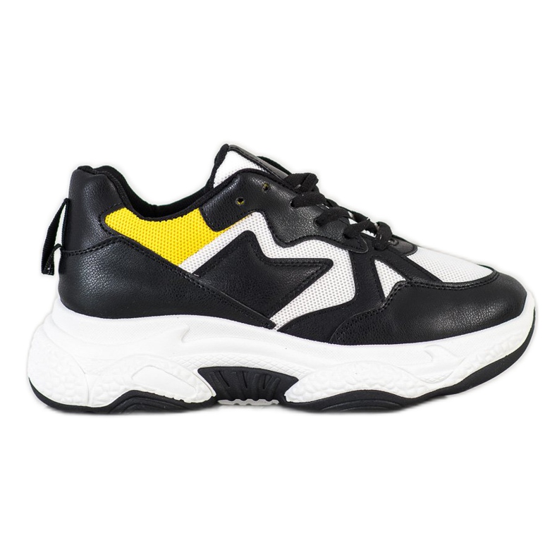 Fashion Zapatillas cómodas blanco negro amarillo