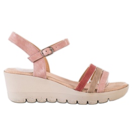 Kylie Sandalias de cuña beige rosado
