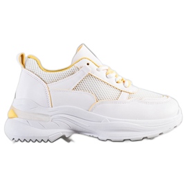 SHELOVET Cómodas zapatillas blancas blanco amarillo
