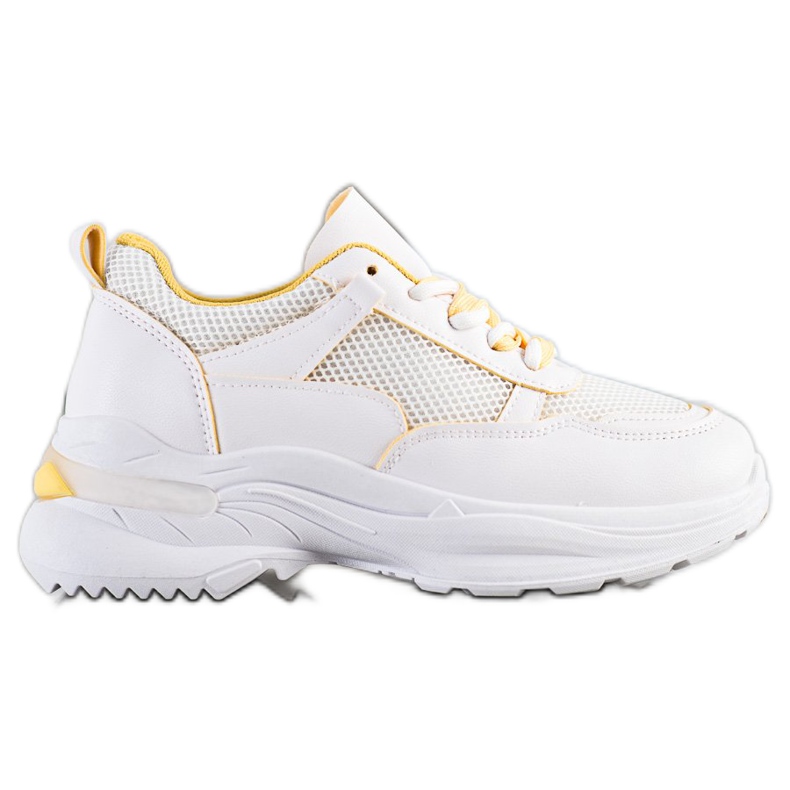 SHELOVET Cómodas zapatillas blancas blanco amarillo