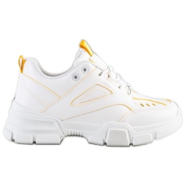 SHELOVET Zapatillas blancas de moda blanco amarillo