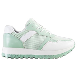 Bestelle Zapatillas con plataforma de purpurina blanco verde
