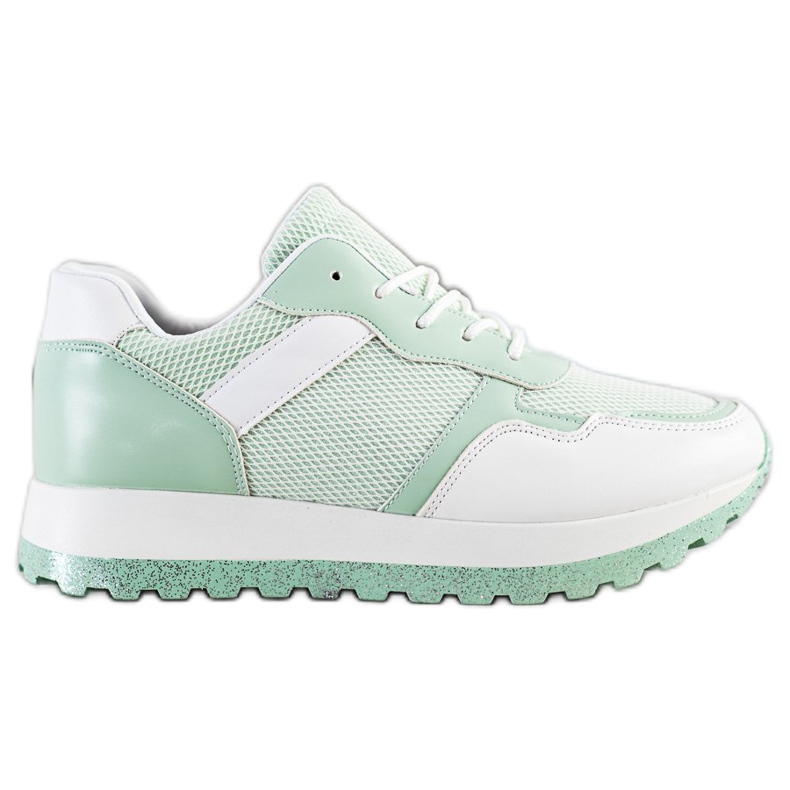 Bestelle Zapatillas con plataforma de purpurina blanco verde