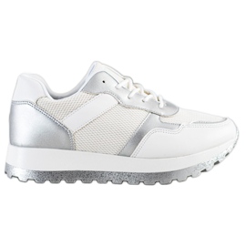 Bestelle Zapatillas con plataforma de purpurina blanco