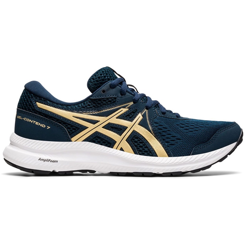 Zapatillas de mujeres Asics Gel-Contend 7 azul marino 1012A911 401 dorado