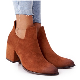 Vinceza Botas de mujer con recortes en el talón Camel Caroline marrón