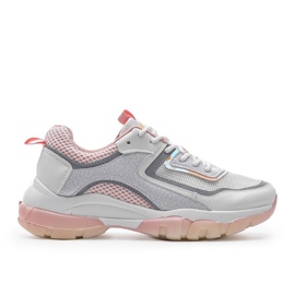 Deportivas blancas y rosas 9796 blanco gris dorado