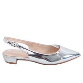Plata MM-801 Bailarinas plateadas con tacones abiertos