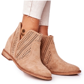 Botas caladas en cuña Beige Melanie