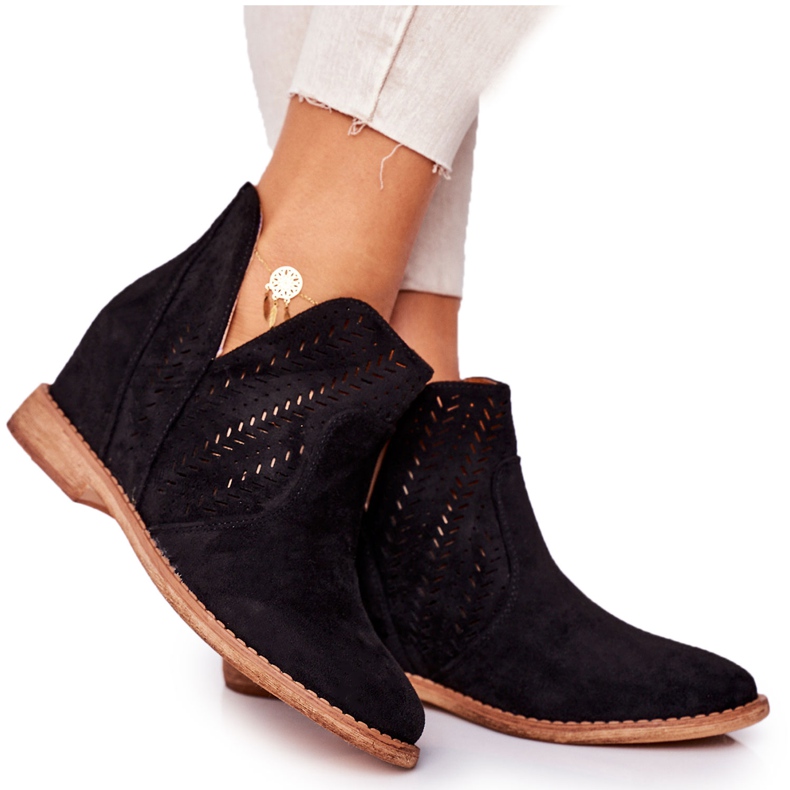 Botas de cuña Melanie negras caladas negro