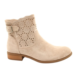 M.Daszyński Botas de gamuza calada para mujer SA142-18 beige M.Daszyński Botas de gamuza calada para mujer SA142-18 beige