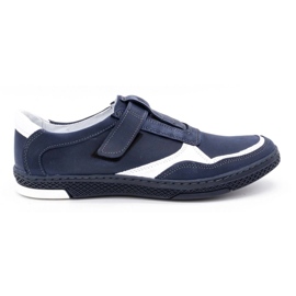 Polbut Zapato casual hombre piel 2102 azul marino con blanco
