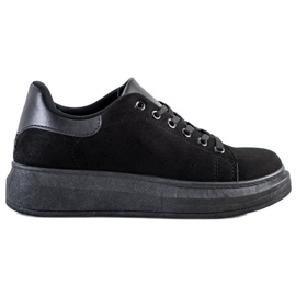 SHELOVET Zapatillas de gamuza en la plataforma negro