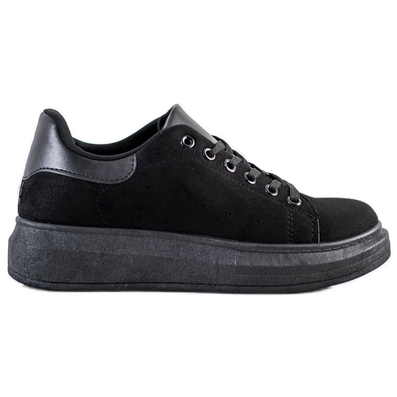 SHELOVET Zapatillas de gamuza en la plataforma negro