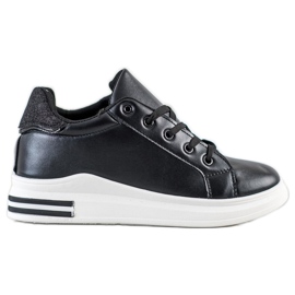 Diamantique Zapatillas de cuña con purpurina negro