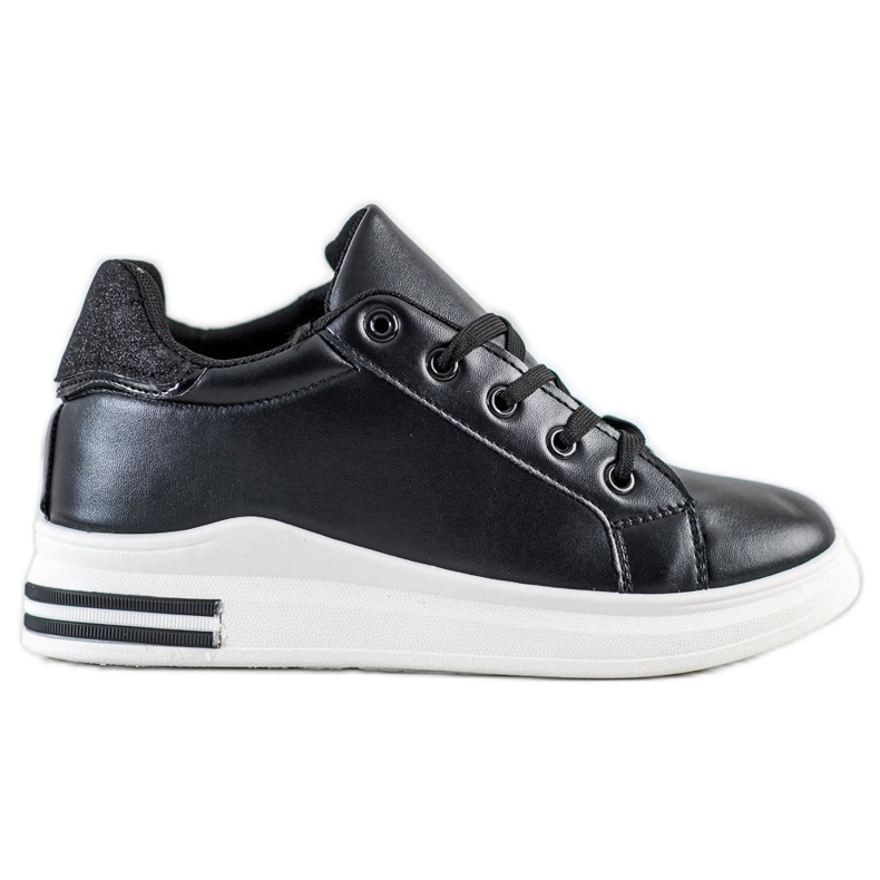 Diamantique Zapatillas de cuña con purpurina negro