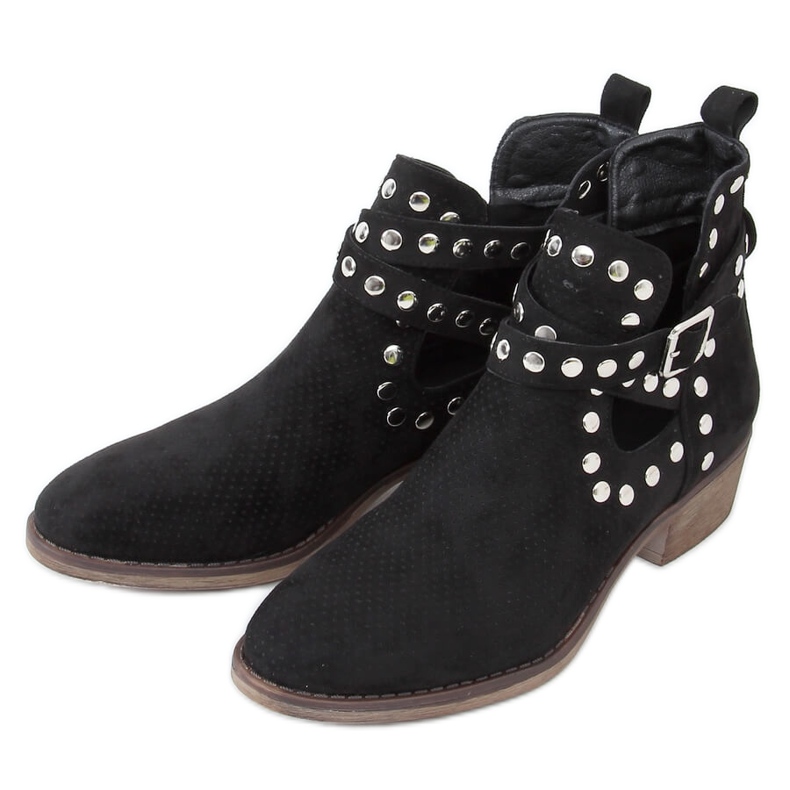 Botas cortadas con tachuelas negras NS196P Negro Botas cortadas con tachuelas negras NS196P Negro