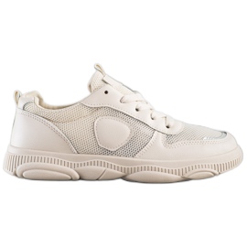 Ideal Shoes Zapatillas beige con malla