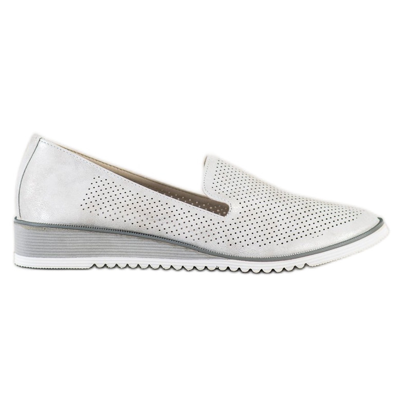 Goodin Señores de cuero calados plata gris