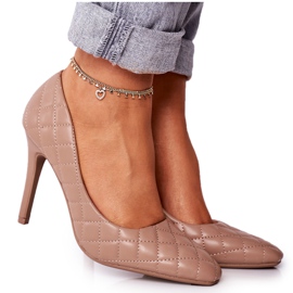 PS1 Stilettos Acolchados Elegantes Marrón Brillante Rosanna