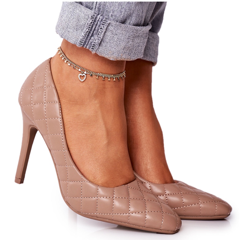PS1 Stilettos Acolchados Elegantes Marrón Brillante Rosanna