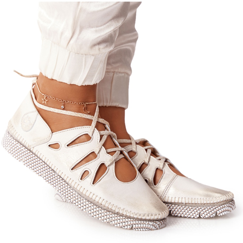 Zapatos Mujer Piel Maciejka Beige-Dorado 04449-25