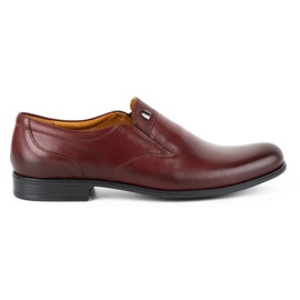 Kampol Zapatos formales sin cordones para hombre 343/17 burdeos rojo