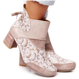 Botas De Cuero De Mujer Con Tacón Maciejka Dorado Beige 03963-20