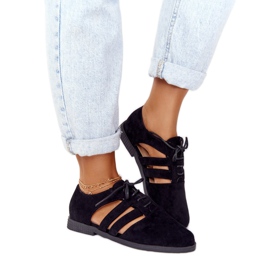 Zapatos Brogues con Recortes para Mujer Negro Lu Boo Zapatos Brogues con Recortes para Mujer Negro Lu Boo