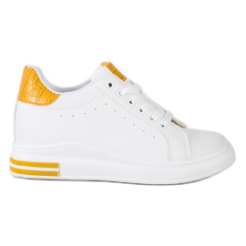 Ideal Shoes Zapatillas Spring Wedge blanco amarillo