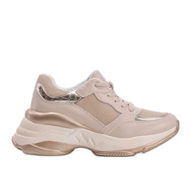 Zapatillas doradas con suela gruesa Lydia beige