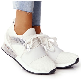 FB2 Zapatillas deportivas de mujer Zapatillas Blancas y Plateadas Netta blanco plata