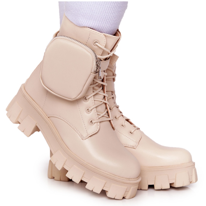 PS1 Botas de trabajo beige en la plataforma Beige Saturday