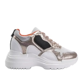 Zapatillas con cuña en blanco y dorado Alexandra