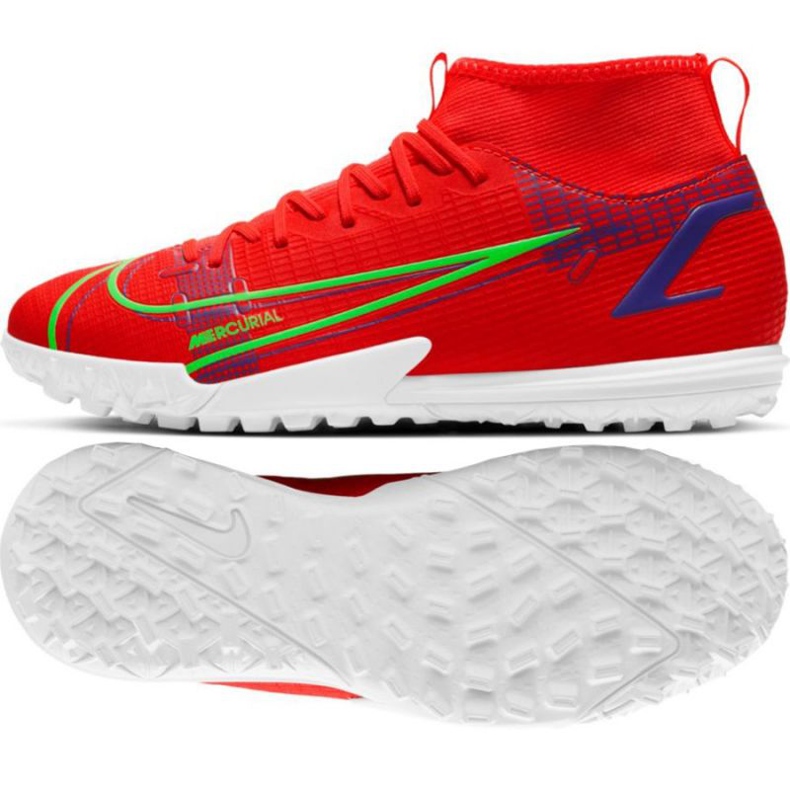 Calzado de fútbol Nike Mercurial Superfly 8 Academy Tf Jr CV0789 600 rojo naranjas y tintos