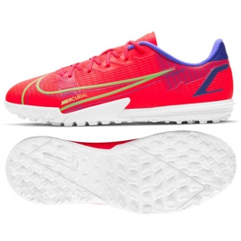 Calzado de fútbol Nike Vapor 14 Academy Tf Jr CV0822 600 rojo naranjas y rojos