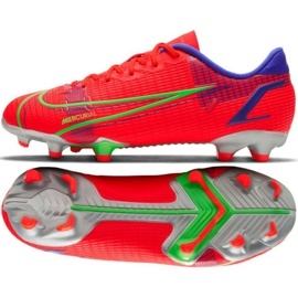 Calzado de fútbol Nike Vapor 14 Academy FG / MG Jr CV0811 600 rojo naranjas y rojos