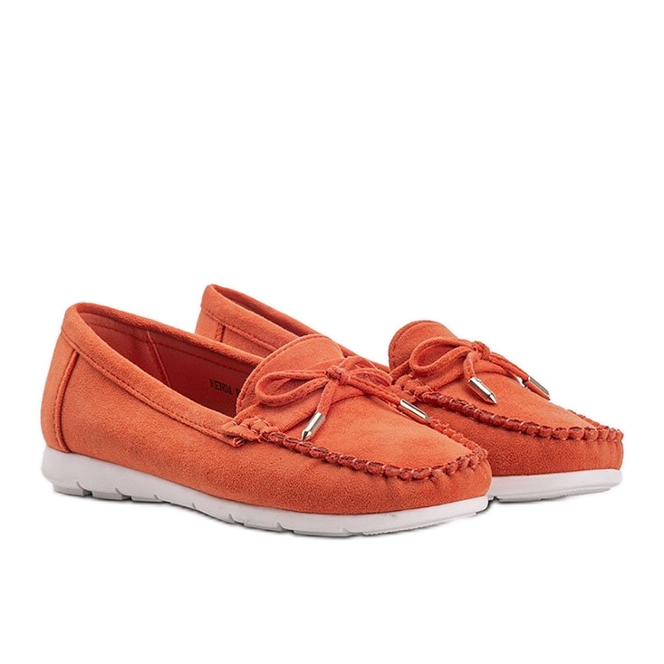 Mocasines naranja de ante ecológico con lazo Mckayla