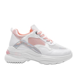 Zapatillas blancas con inserciones holográficas Karlie blanco rosado