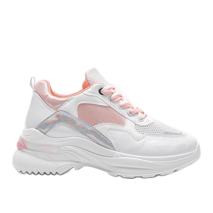Zapatillas blancas con inserciones holográficas Karlie blanco rosado