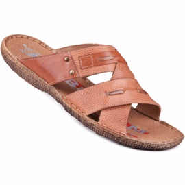 Kampol Zapatilla piel hombre 201 / C3 marrón
