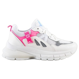 SHELOVET Zapatillas en la plataforma con malla blanco rosa