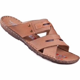 Kampol Zapatilla piel hombre 201 / BR marrón