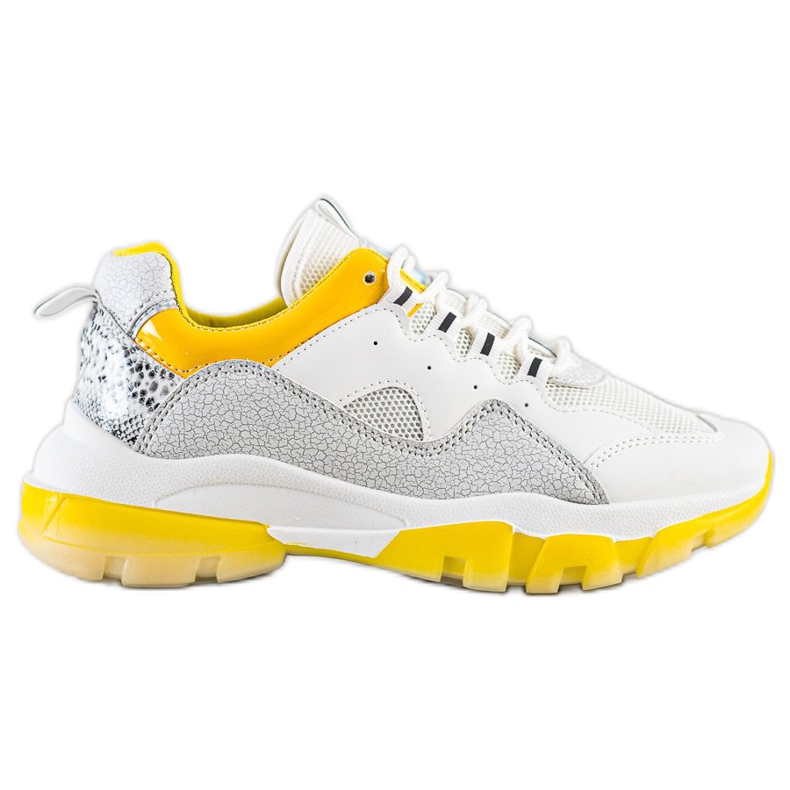 Ideal Shoes Zapatillas en una plataforma amarilla blanco Ideal Shoes Zapatillas en una plataforma amarilla blanco