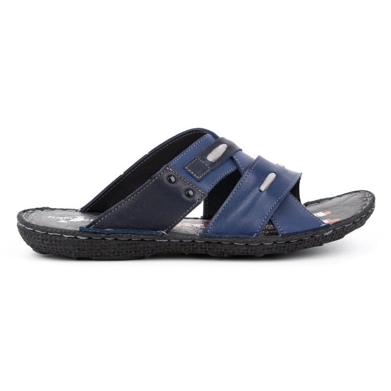 Kampol Zapatilla piel hombre 201/54 azul marino