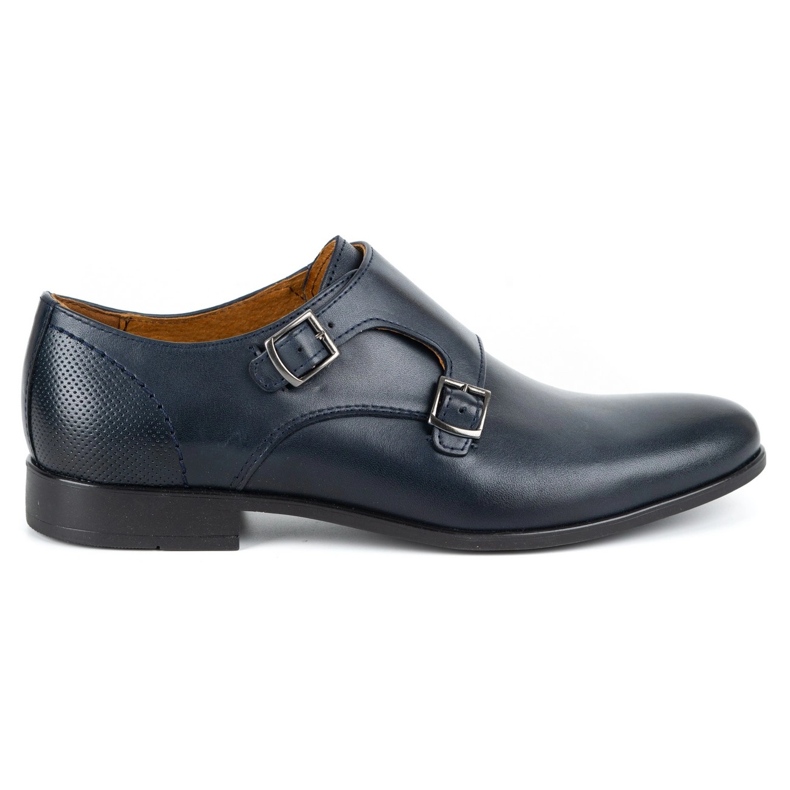 Kampol Zapatos monk formales para hombre 341/54 azul marino