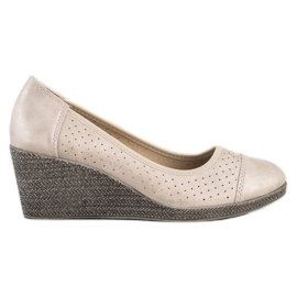Goodin Bombas de cuña dorada beige Goodin Bombas de cuña dorada beige