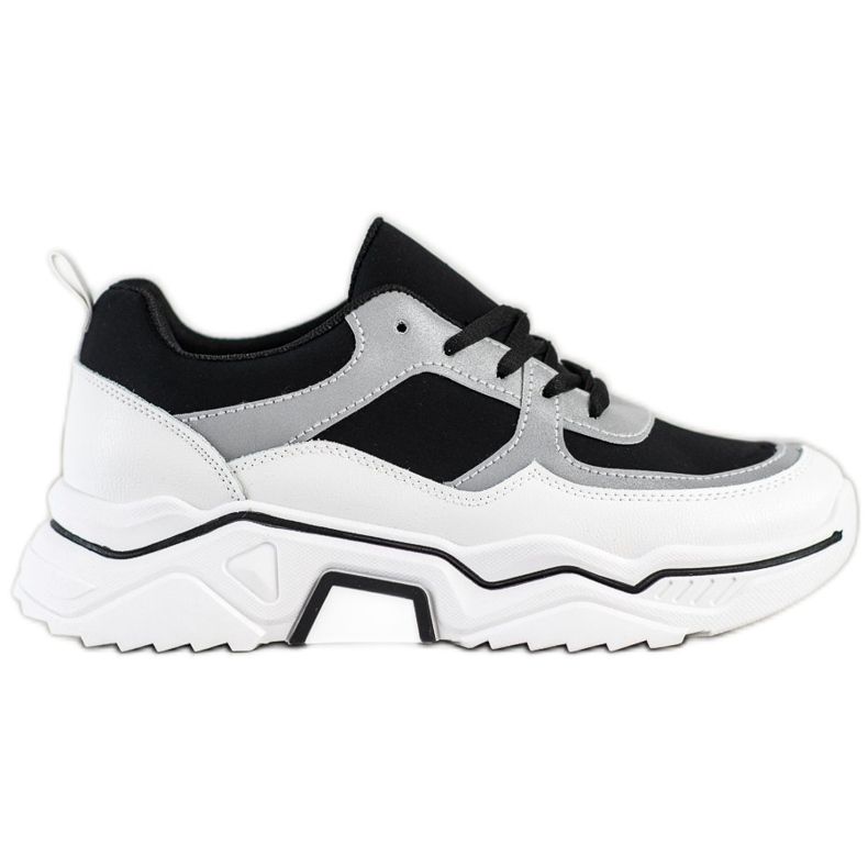 SHELOVET Zapatillas deportivas cómodas blanco negro plata